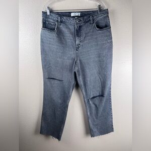 Abercrombie Curve Love 90s Straight Gray Distressed Jeans 33